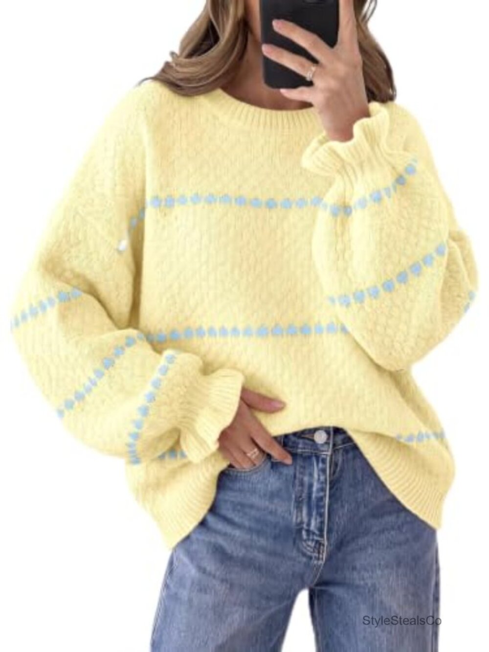 Saodimallsu Womens Ruffle Heart Sweaters Oversized Chunky Pullover Top